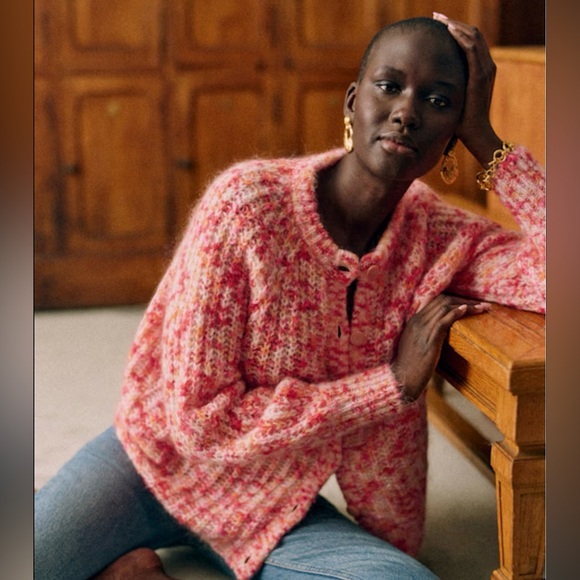 Sezane Sweaters - Sezane Emile cardigan multicolored pink orange alpaca wool blend sweater